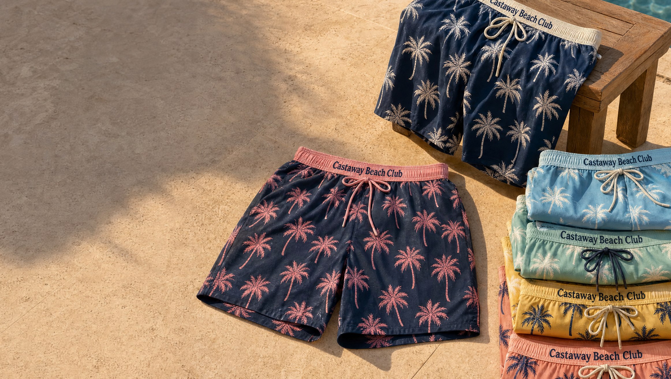 Custom printed swim trunks with logo
