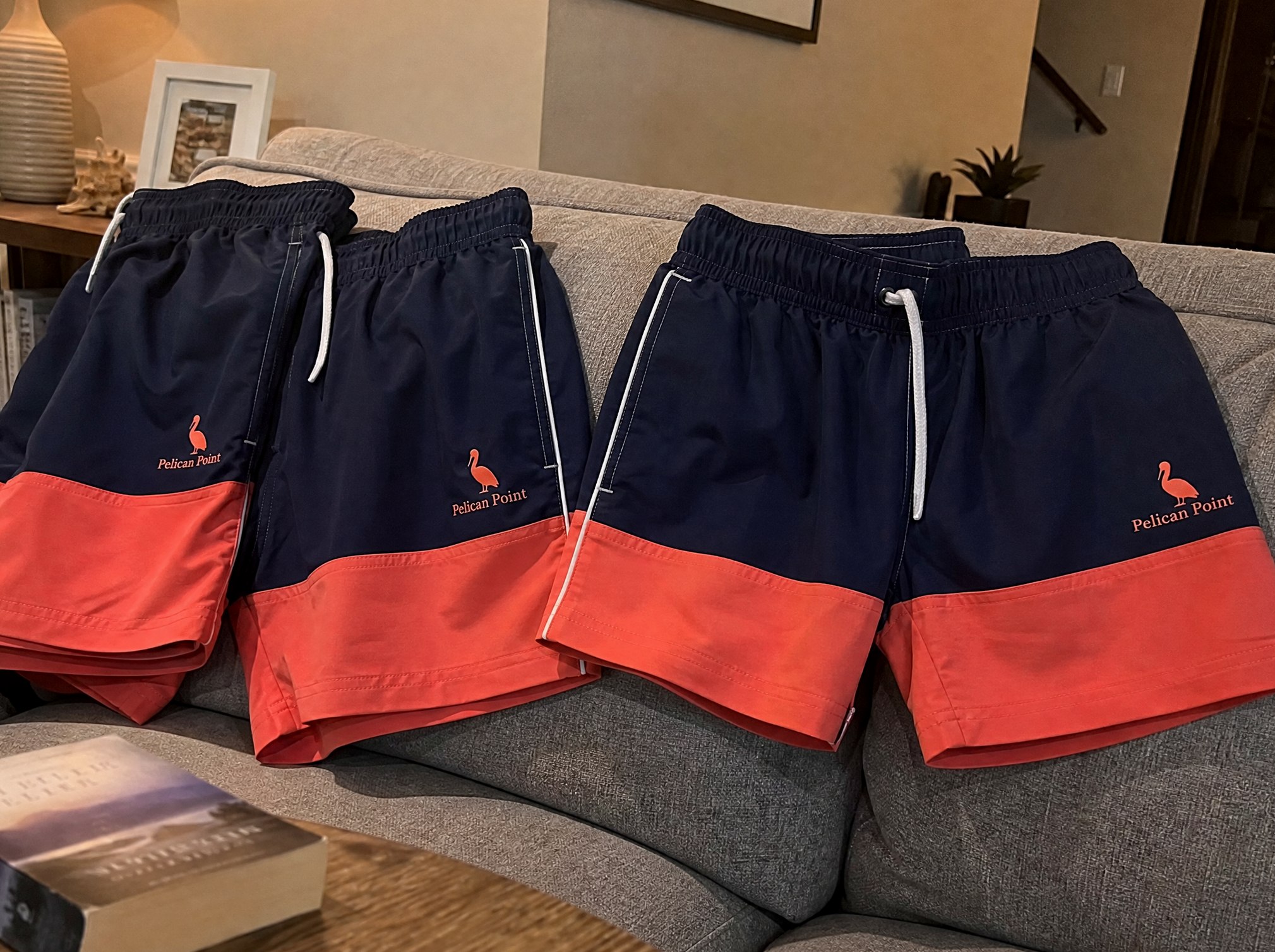 Custom swim trunks order — customer photo