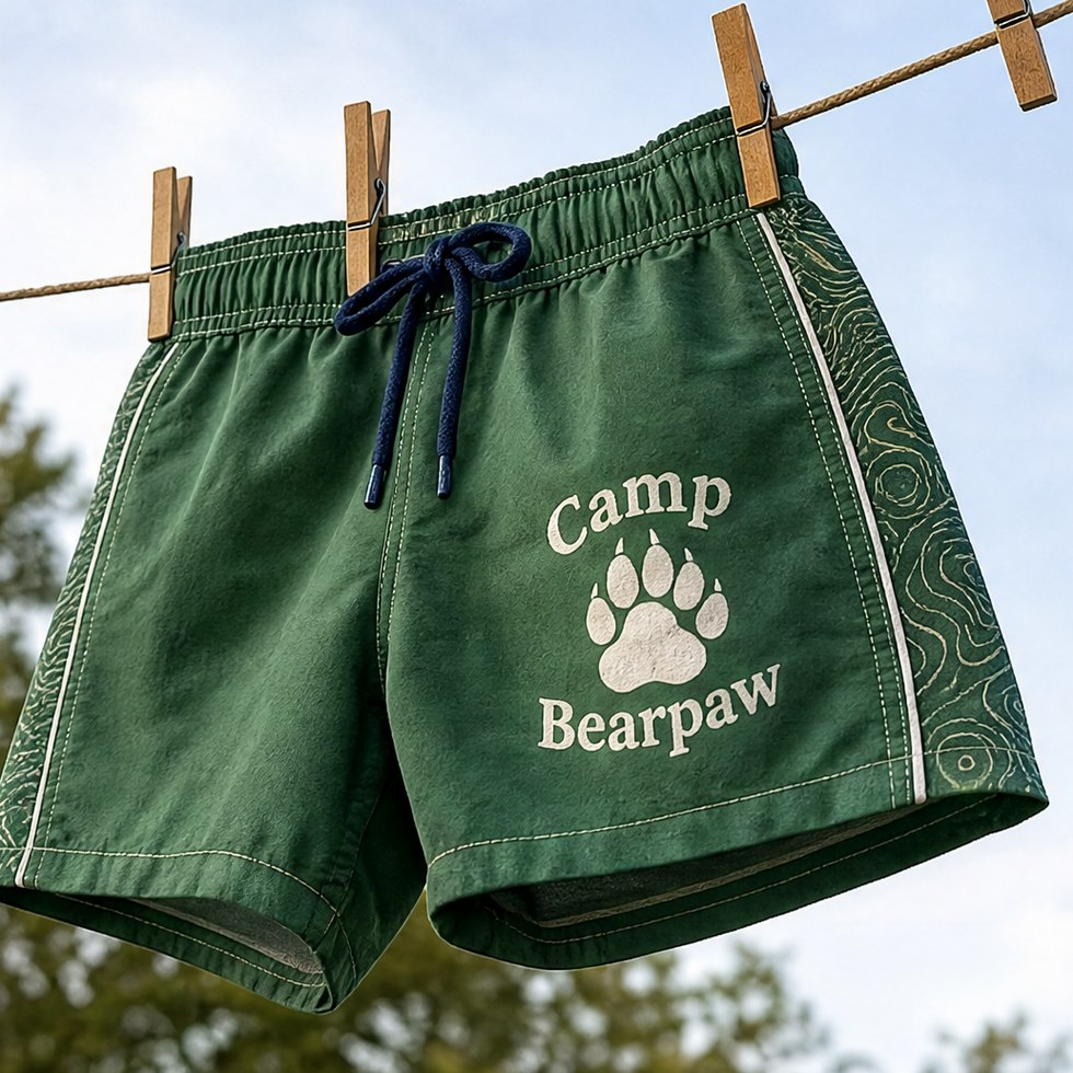 Customized swim trunks for summer camps and youth programs