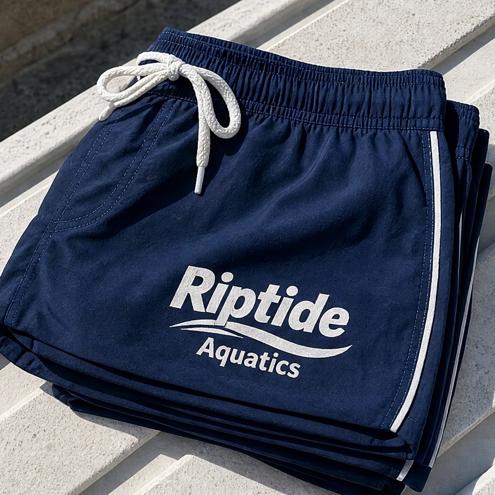 Customized swim trunks for swim teams and aquatics clubs