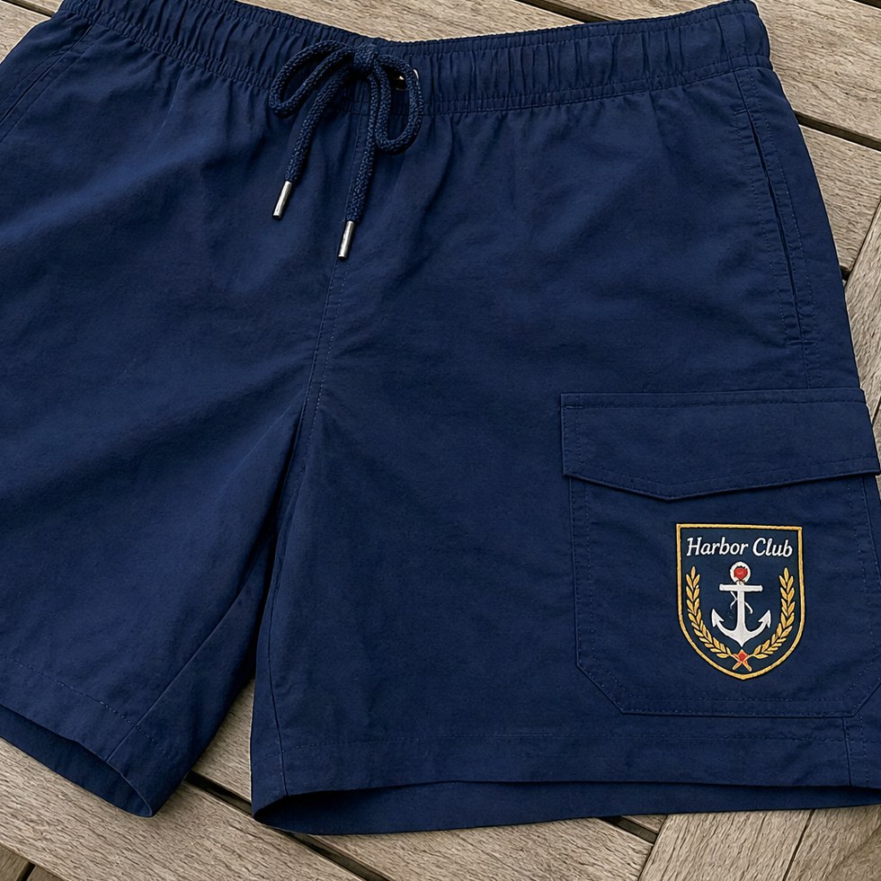 Embroidered Logo Swim Trunks