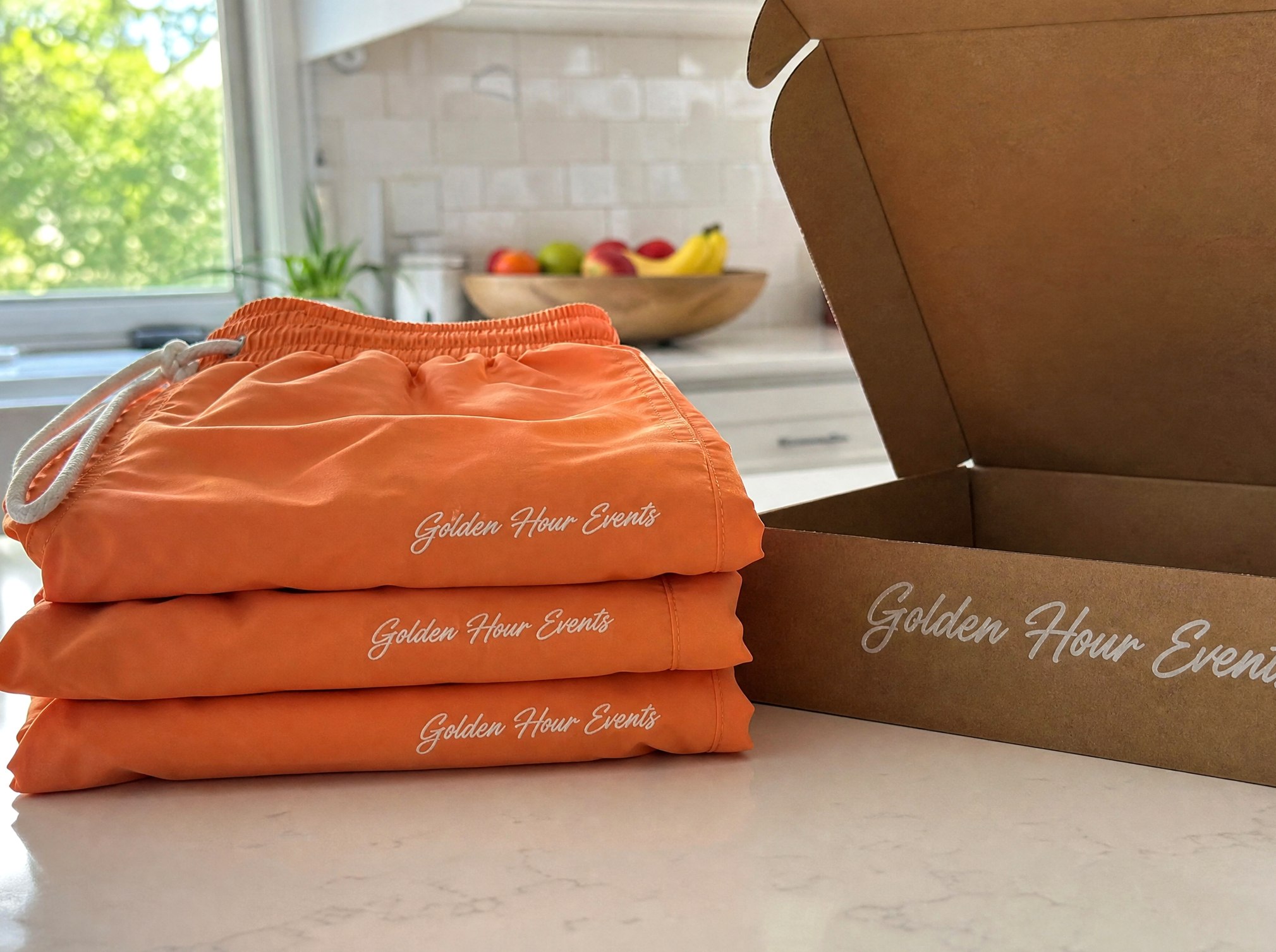 Personalized swim trunks — customer photo